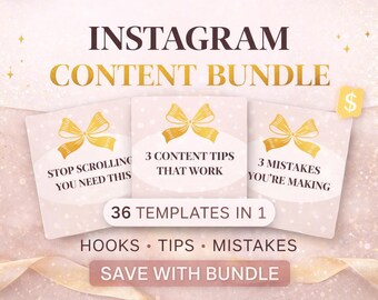 Instagram Canva Templates Bundle | 36 Bearbeitbare Social Media Posts | Haken, Tipps & Fehler | Inhalts Ersteller Kit | Mittelstandsmarketing