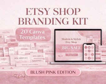 Rosa Etsy Branding Kit Canva Templates | Elegant Shop Bundle, Banners & Icons | Sofort Download