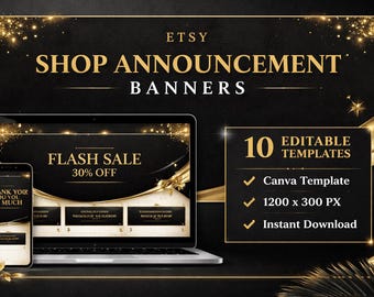 Etsy Shop Ankündigungsbanner | Canva bearbeitbare Vorlagen | Etsy Shop Branding | Social Media Shop Banner