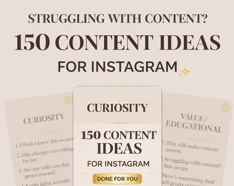 150 Instagram-Content-Ideen | Haken, Post-Ideen & Beschriftungen | Canva Inhaltsplaner | Small Business Marketing | Digitaler Download