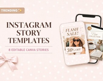 Instagram Story Vorlagen Canva | Feminine Polka Dot Geschichten | Bearbeitbare Vorlagen für kleine Unternehmen | Social Media Kit | Sofort Download