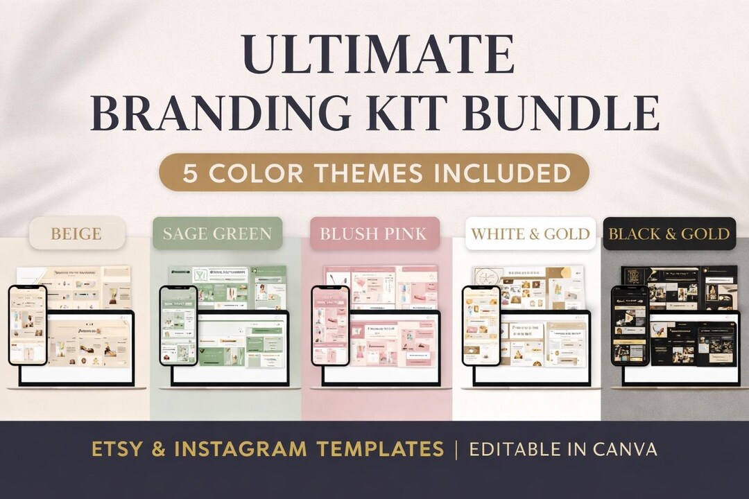 Etsy Shop Branding Kit Bundle | 100+ Canva Templates | Instagram & Shop ...