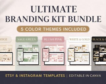 Etsy Shop Branding Kit bündeln | 100+ Canva-Vorlagen | Instagram & Shop Banner Set | Bearbeitbare Canva-Vorlagen | Sofort Download