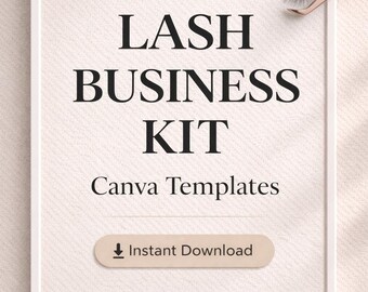 Lash Business Kit Canva Vorlagen, Beauty Branding Kit, Instagram Vorlagen, Preisliste, Buchung, QR Karte, Sofort Download