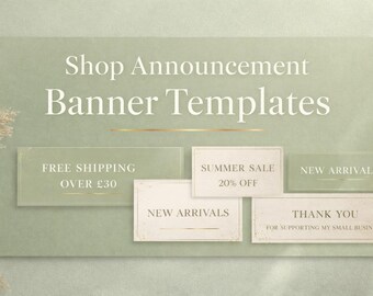 Etsy Shop Ankündigung Banner Canva Vorlage | Bearbeitbarer Etsy Shop Banner | Kleinunternehmer-Branding