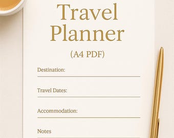 Minimalistischer Reiseplaner | Elegantes A4 Trip Journal (PDF)