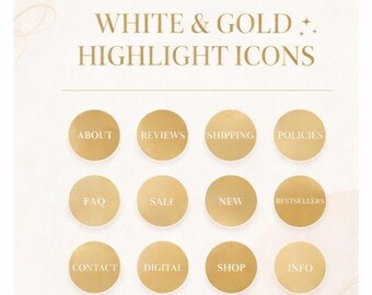 Weiß Gold Instagram Highlight Icons Canva Vorlage | Minimal Story Covers | Luxus Instagram Icons | Social Media Branding Kit