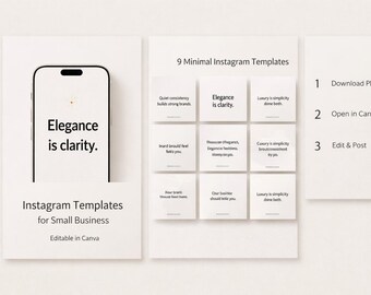 Instagram-Vorlagen für kleine Unternehmen | Minimale Canva Social Media Vorlagen | Bearbeitbare Instagram Posts | Sofort Download