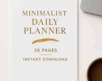 Minimalist Daily Planner Printable | Elegant Gold A4 PDF (20-Page Instant Download)