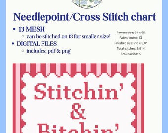 Stitchin and b*tchin Nadelpunkt/Kreuzstich Stickmuster