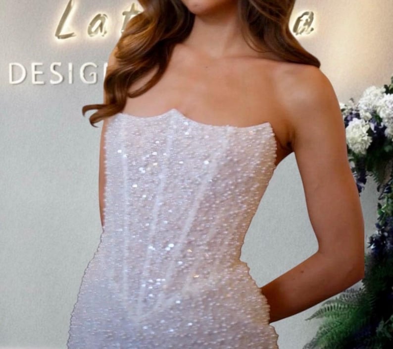 prom dresses with corset top Portia and Scarlett PS23407 mother of the bride outfits Dusty Pink Bridesmaid Dresses Size:35