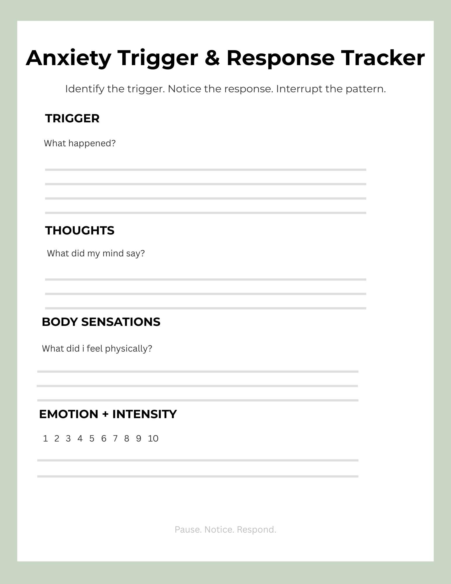 Weekly Trigger Log Mental Health Tracker Bundle Printable, Daily Wellness, Check-in ...
