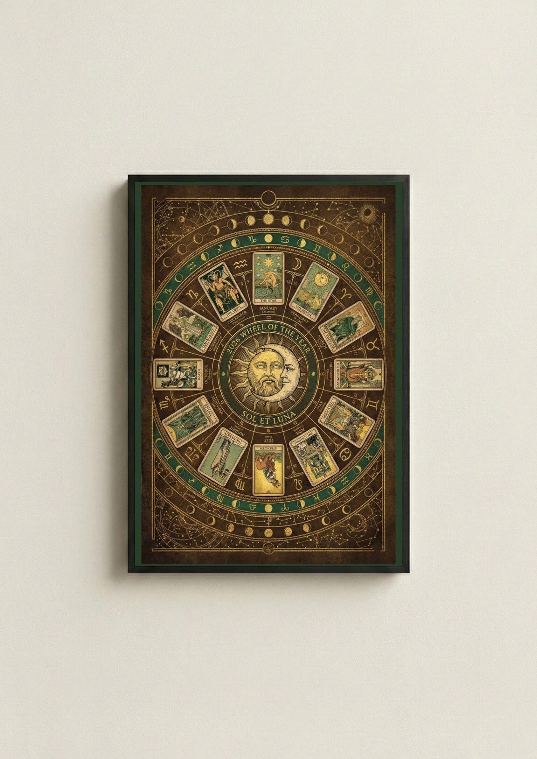 2026 Tarot Wheel of the Year Calendar • Major Arcana Astrology Poster ...