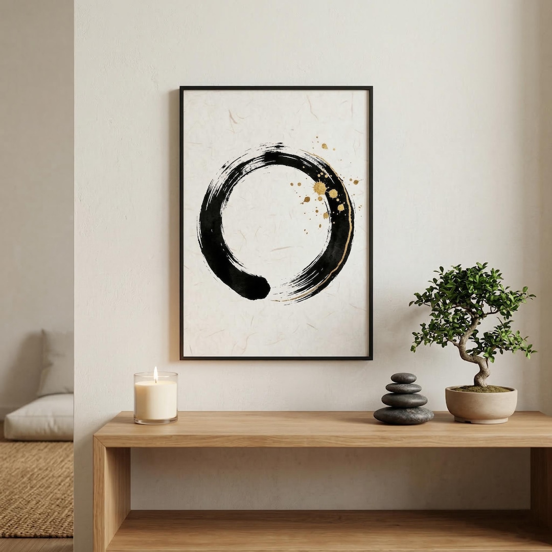 Japandi Enso Circle Wall Art, Gold Wabi Sabi Zen Print (digital ...