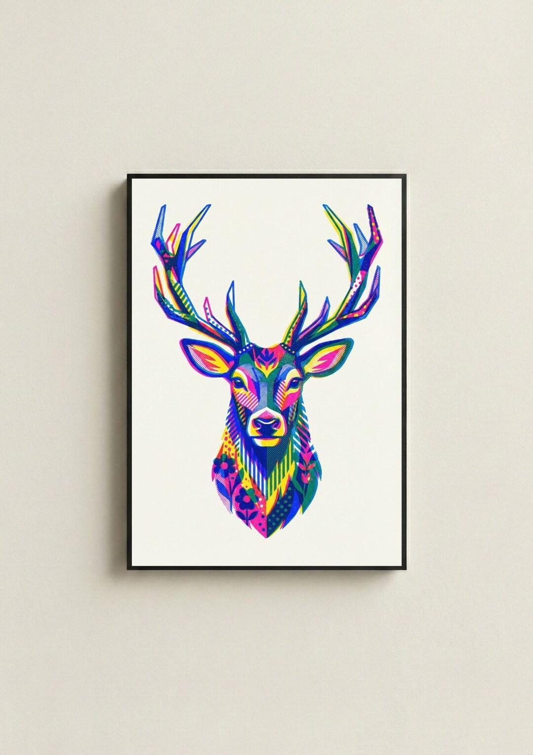 Modern Abstract Stag Art • Colorful Deer Wall Decor • Vibrant ...