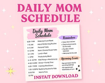 Daily Mom Schedule Planner • Family Organizer (Digital Download)