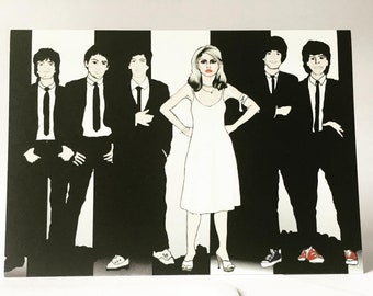 Blondie Debbie Harry "Unparalleled" Pararllel lines album cover Greetings card A6 size, with envelope, illustration by Sam Parr