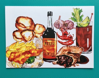 Food even Gloriouser Food:  Henderson's Relish Greetings card A6 with envelope