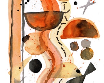 70s vibe abstract watercolour painting A5 A4 and A3 sizes by Sam Parr fine art print