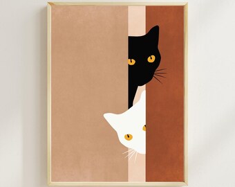 Cute Cats Illustration Wall Art | Cat Lover Decor | Digital Download | Kawaii Animal Poster | Nursery Art Print | CraftsofAfnan