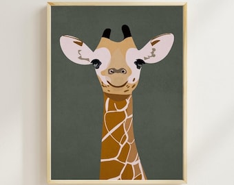 Giraffe Illustration Wall Art | Cute Animal Print | Nursery Jungle Decor | Digital Download | Safari Art Poster | CraftsofAfnan