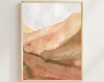 Neutral Abstract Watercolor Print, Beige Cream Art (Digital Download)