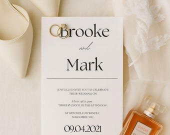 Minimalist Black & White Wedding Invitation Template Simple Elegant Wedding Editable Canva Download