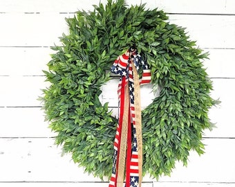 Boho Summer Wreath-Modern Farmhouse Wreath-4th of July Wreath-Greenery Wreath-Patriotic Wreath-July Wreath-Summer Home Décor-Outdoor Wreath