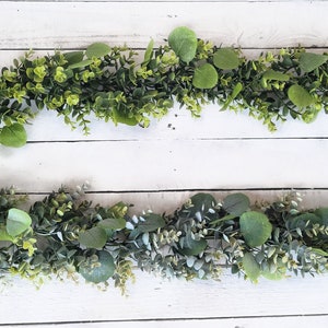 Greenery Garland for Mantel,Tablescape,Table Runner,Shelf Decor-EUCALYPTUS MIX Garland for Everyday Home Decor-Spring/Summer Wedding Garland