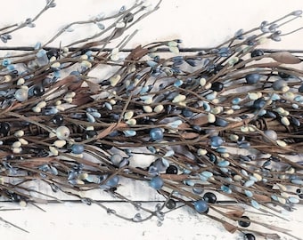 Blue Mantle Decor-Blue Home Decor-Blue Mantel Garland-Summer Garland-Wedding Table Decor- Blue Centerpiece-Blue Berry Garland-DIY Supplies