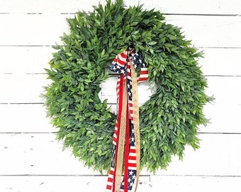 Boho Summer Wreath-Modern Farmhouse Wreath-4th of July Wreath-Greenery Wreath-Patriotic Wreath-July Wreath-Summer Home Décor-Outdoor Wreath