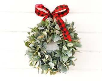 Christmas Wreath-MINI Lambs Ear Wreath-Small Wreath-Lambs Ear Wreath-Window Wreath-Small Wreath-Farmhouse Decor-Greenery Wreath-Gifts