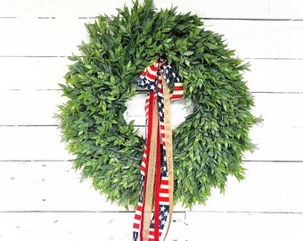 Summer Wreath-Modern Farmhouse Wreath-4th of July Wreath-Greenery Wreath-Patriotic Wreath-Boho Wreath-Summer Home Décor-Outdoor Wreath