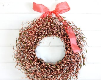 PINK Wreath-Spring Door Wreath-Pink Home Décor-Easter Wreath-Mother's Day Wreath-Spring Mantle Wreaths-Spring Home Decor-Gift for Her