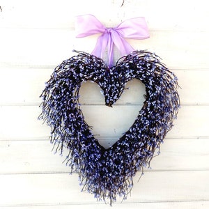 Purple HEART Wreath Decor-Mother's Day Gift-Valentines Purple Heart Front Door Decor-Housewarming,Anniversary Gift-Spring, Easter Everyday image 1