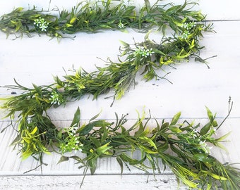 Boho Garland-Wedding Garland-Event Decor-Modern Cottage Greenery-Year-Round Mantel Garland-SUMMER BREEZE-Tablescape-Wedding Table Runner