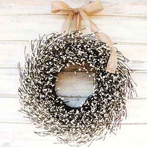 Modern Antique White Wreath-CREAM Berry Wreath-Farmhouse Front Door Wreath-Spring-Summer-Year Round-Door Decor-Modern Farmhouse-Home Decor