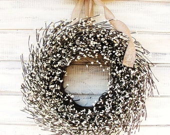 Modern Antique White Wreath-CREAM Berry Wreath-Farmhouse Front Door Wreath-Spring-Summer-Year Round-Door Decor-Modern Farmhouse-Home Decor