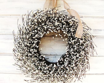 Modern Farmhouse Wreath-CREAM Wreath-Year-Round Wreath-Boho Home Decor-Vintage Home Decor-Front Door Wreath-Cottagecore Decor-Gift for Mom