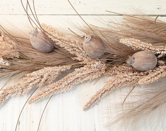 Fall Boho Garland-PAMPAS GRASS & BARLEY Garland-Modern Fall Farmhouse Décor-Boho Wedding-Fall Modern Home-Fall Wedding Garland-Autumn Decor