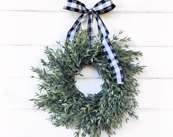 Small Holiday Wreath-Chair MINI Wreaths-Kitchen Cabinet Hanging Wreaths-Modern Farmhouse Décor-Buffalo Plaid-Cottagecore-Holiday Home Decor