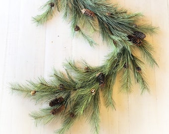 Realistic Christmas Garland-NORTHERN PINE with PINECONES-Holiday Garland-Christmas Greenery-Rustic Farmhouse Garland-Christmas Table Runner