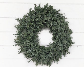 Front Door Wreath-Faux Eucalyptus Wreath-Modern Home Decor-Moody Home Decor-Cottagecore Wreath-Year-Round Greenery Wreath-Summer Wreath-Gift