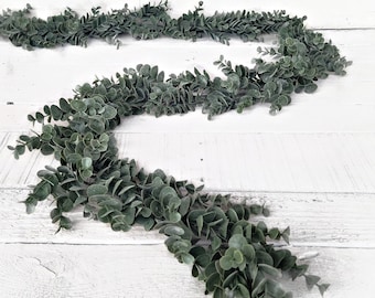 Greenery Garland-Everyday Home Decor-Faux PEWTER Eucalyptus-Modern Farmhouse Décor-Dark Green Boho Table Runner Decor-Rustic Wedding Décor