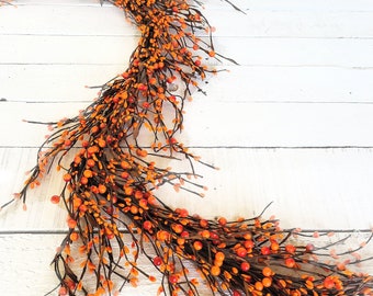 ORANGE Berry Garland-Fall Wedding Table Décor-Rustic Mantle Décor-Fall Table Runner-Farmhouse Home Decor-Autumn Harvest-Thanksgiving Decor