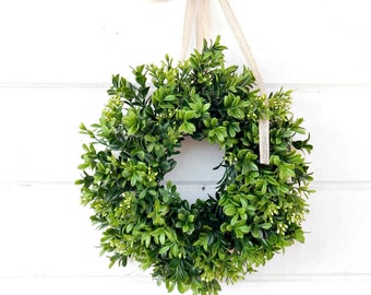 MINI Boxwood Wreath-SPRING Boxwood-Window Wreath-Boxwood Wreath-Country Cottage Wreath-Boxwood Wreath-Wall Hanging-Small Wreath-Gifts