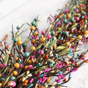 Easter BRIGHT Berry Garland for Spring,Mantel Decor,Table Runner,Shelf and Above Cabinets Decor-Easter Home Decorations-Neon Easter Garland image 2