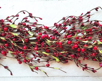 Christmas, Winter Holiday Garland-Christmas Table Runner Decor-Christmas Home Decor-RED Garland-Holiday Mantel Garlands-Christmas Tree Decor