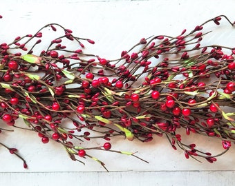 Holiday Home Decor-Red Berry Garland-Valentines Day Decor-Red Table Runner-Valentine's Garland-Winter Garland-4th of July Table Runner