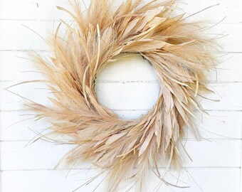 Boho Fall Wreath-Neutral Fall Wreath-Autumn Wreath-NEW Wreath 2024-Fall Porch Wreath-Rustic Fall Home Decor-Beige Fall Decor-Wreath for Fall